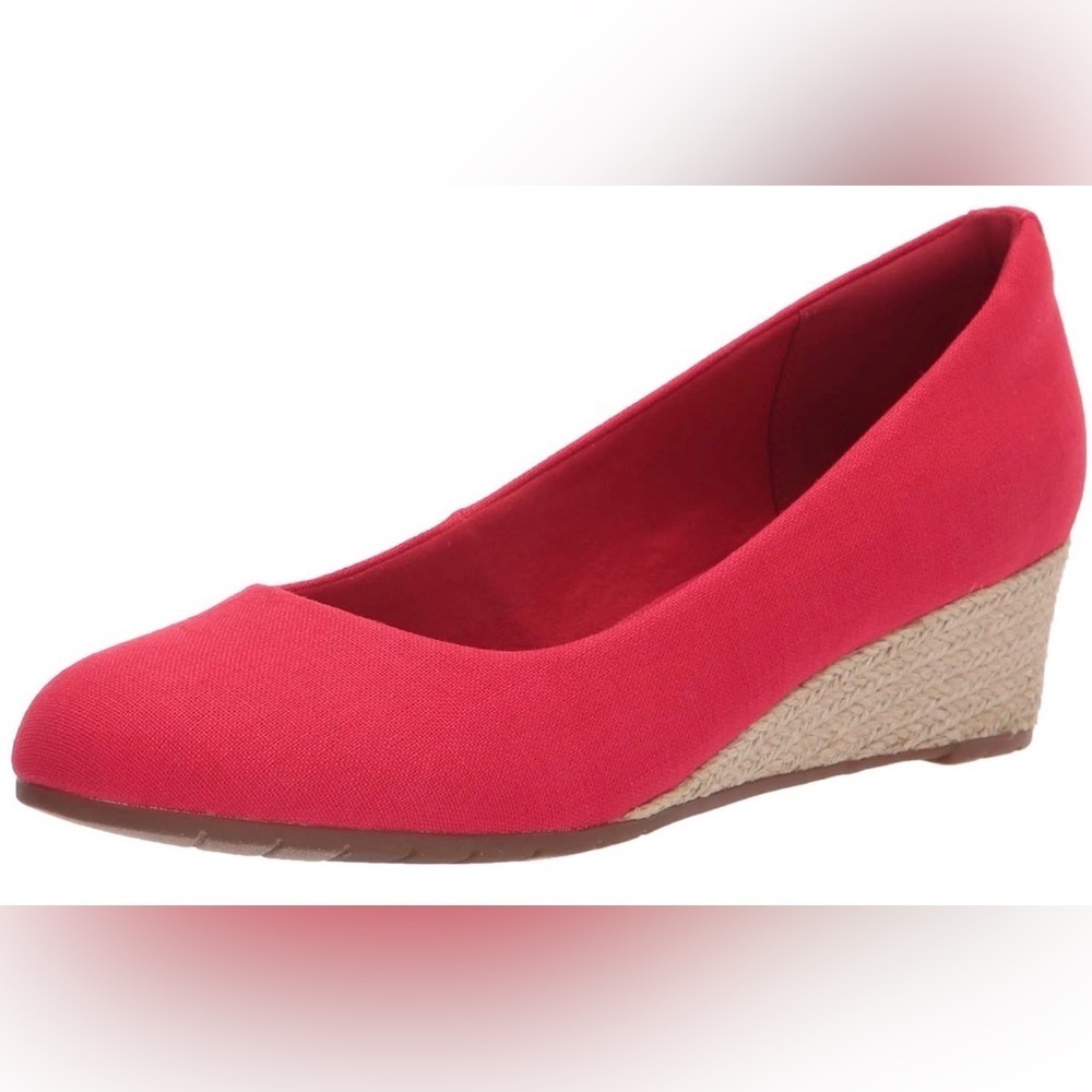 🆕 Clarks Mallory Luna Wedge Espadrilles Rope Pump, Cherry Red, Size 9.5M